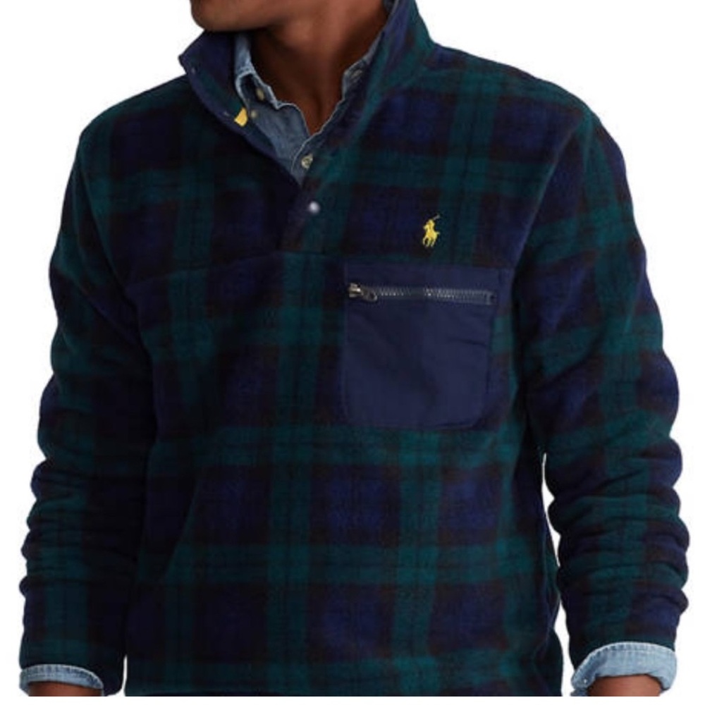 Polo by Ralph Lauren Men's Blue navy and Green Plaid sweater
Size XXL